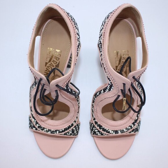 Salvatore Ferragamo 'Edith Twist' Woven Leather Cutout Heels 6.5 NIB $1190 Shoes - Picture 2 of 9